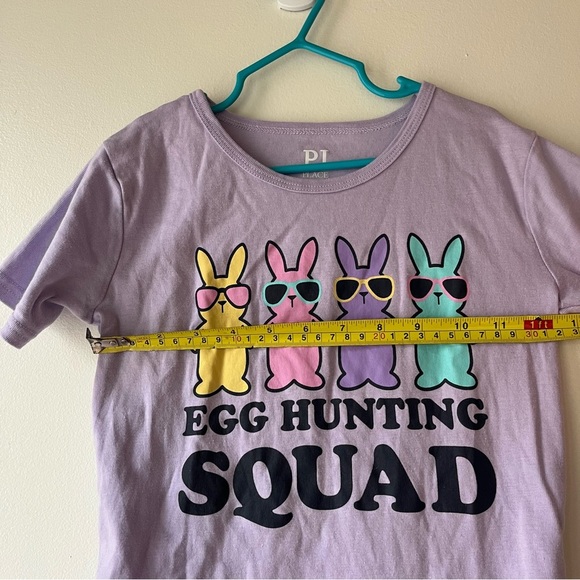 🌼 5/$25 PJ Place Girls Easter Pajama Top Peeps Graphic Tee Purple Bunny Size 14 - Picture 4 of 7